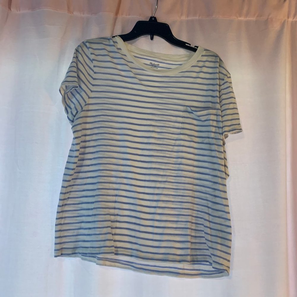 White and Blue Striped Top